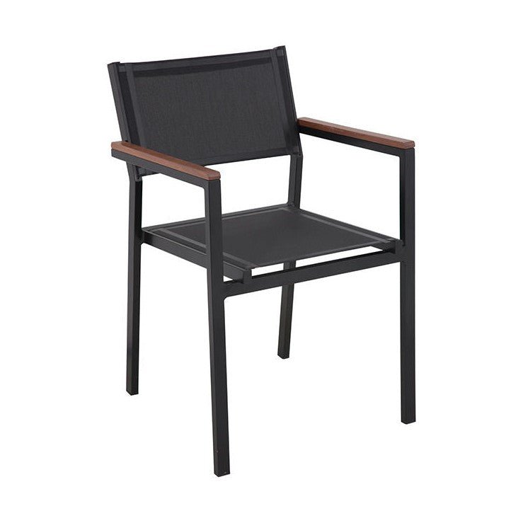 Armstoel Primavera - Aluminium frame – tropisch houten armleuningen – textilene zitting en rug AC-2058 1