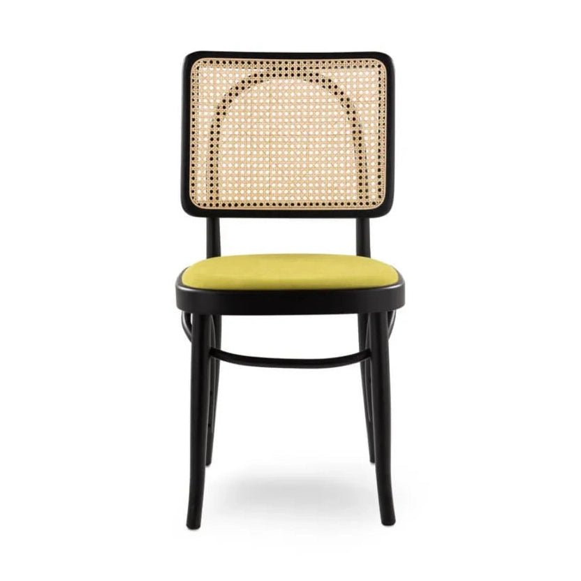 Stoel Sebas - Rotan rug, gestoffeerde zitting CH-2638 1