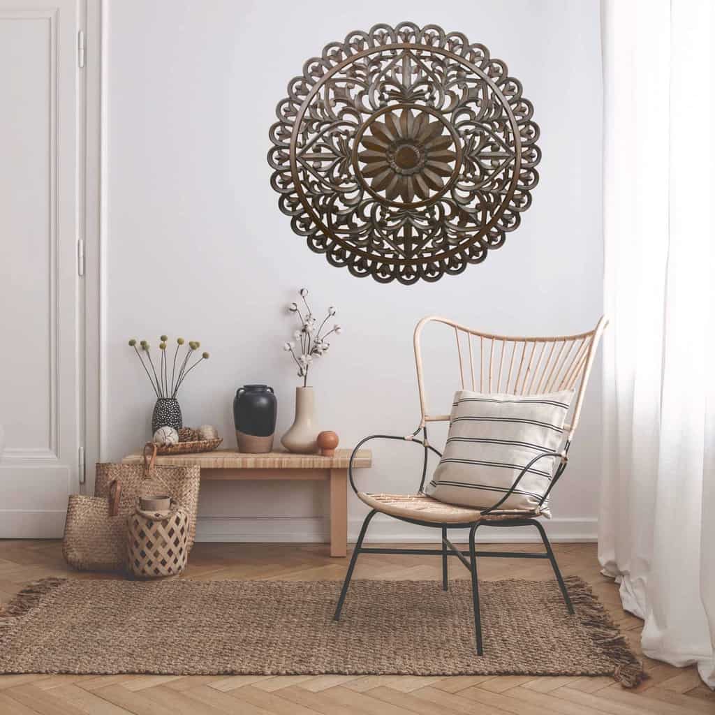 Muurdecoratie Mandala Wanddecoratie hout gesneden 90 cm &gt; Liviza