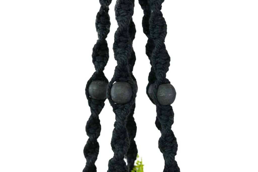 Macramé plantenhanger zwart - Kralen (1)
