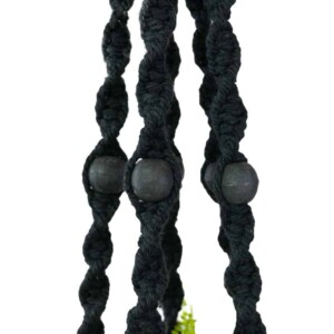 Macramé plantenhanger zwart - Kralen (1)